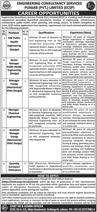 Official ECSP Vacancy Advertisement
