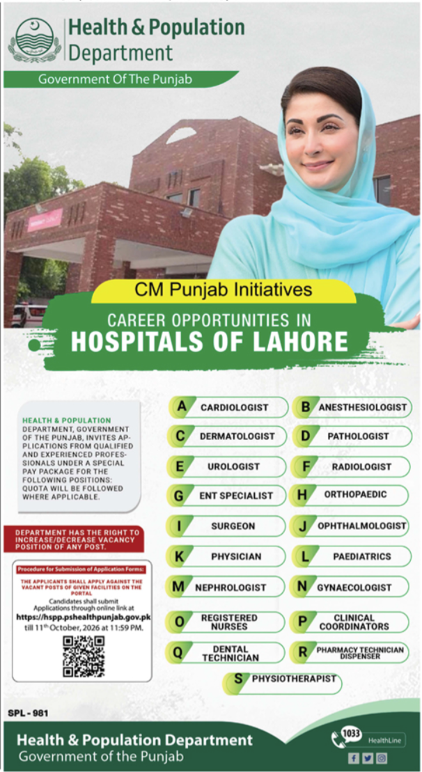 Official Health & Population Department Punjab Vacancy Advertisement