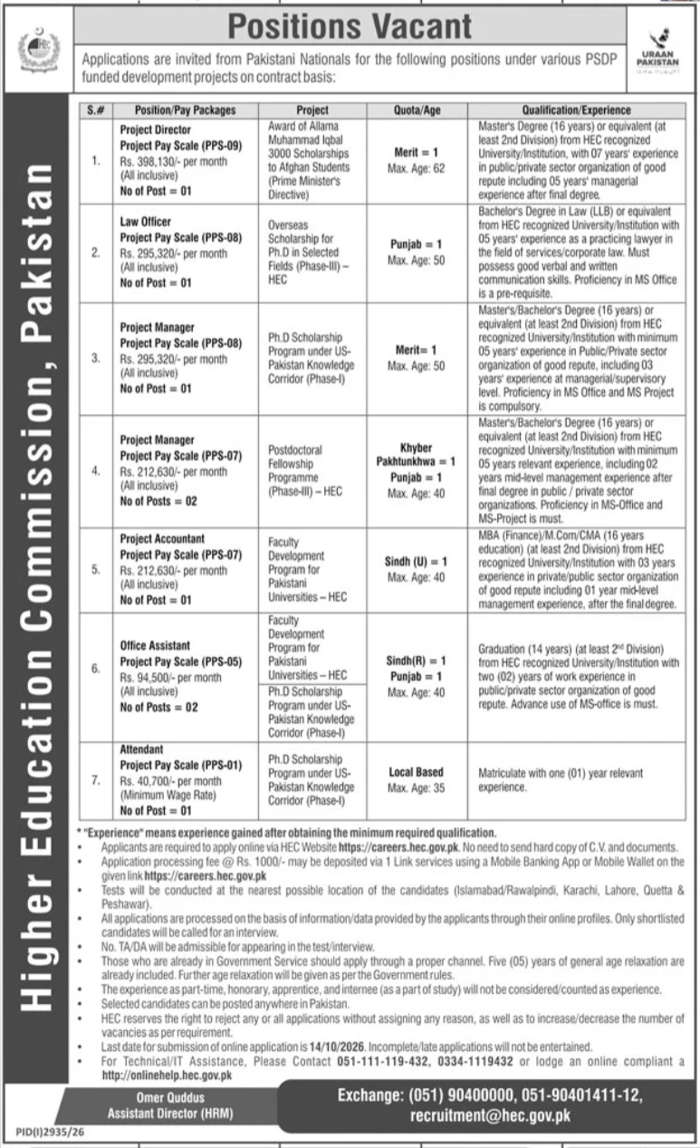 Official HEC Job Advertisement