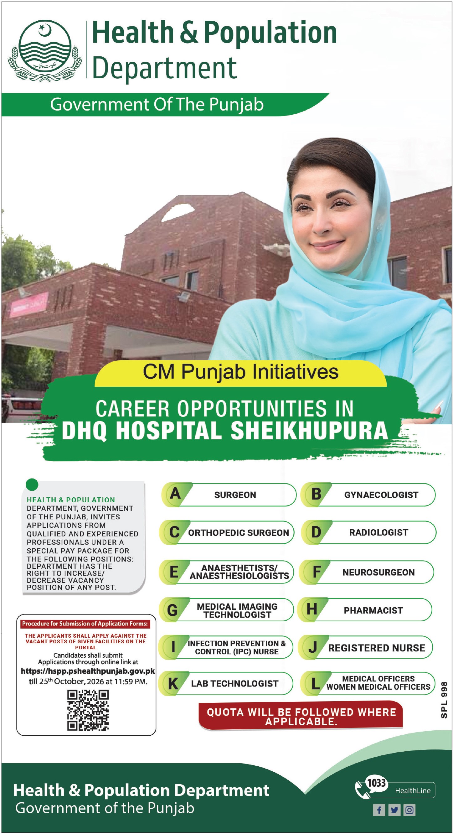 Official DHQ Hospital Sheikhupura Job Advertisement